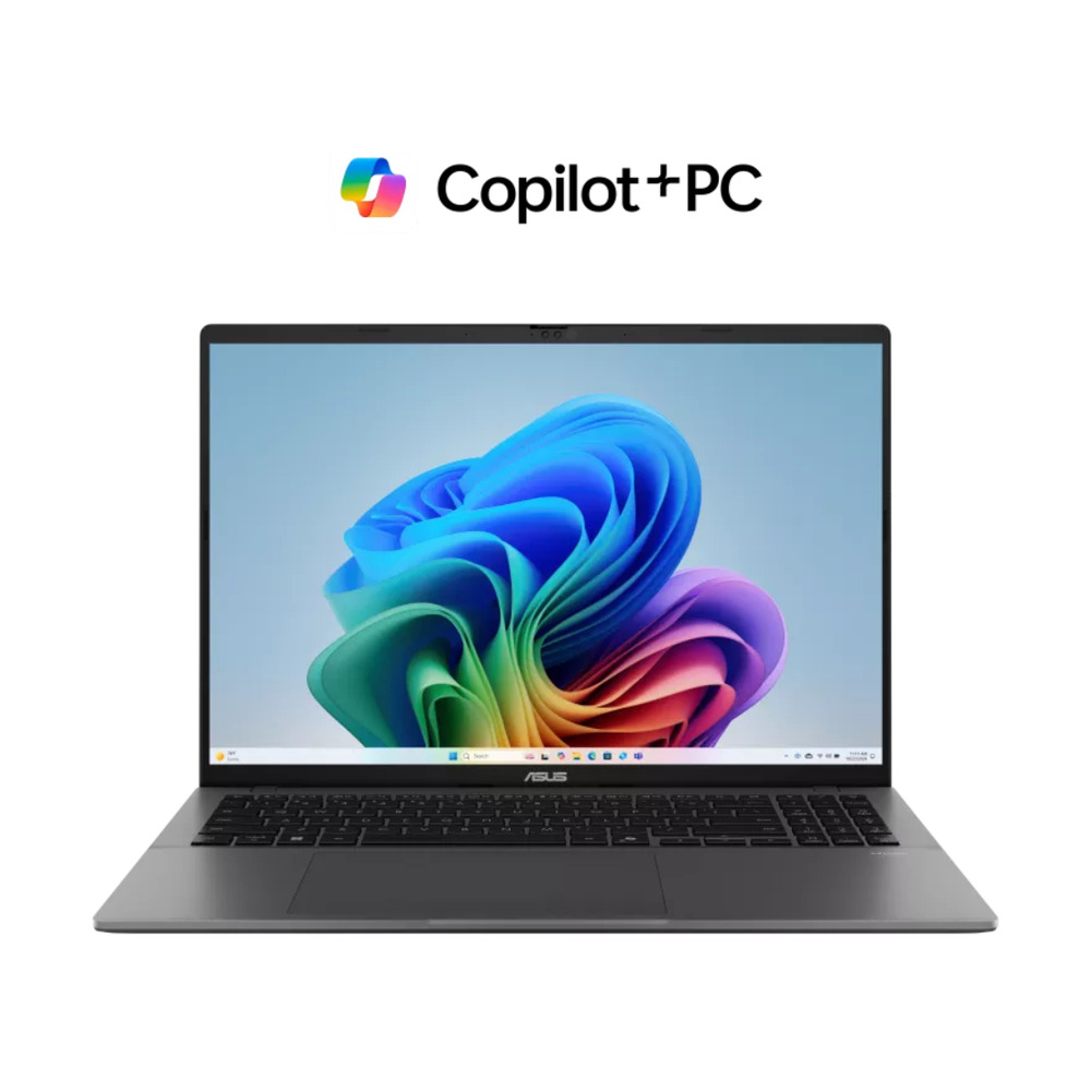 Portátil ASUS Vivobook S16 M3607HA con procesador AMD Ryzen 7, 16GB RAM y SSD de 512GB mostrando pantalla encendida