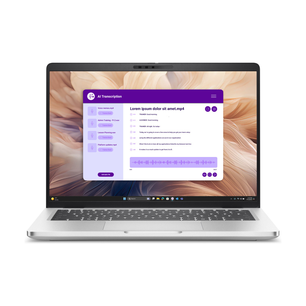 Portátil Dell Pro Plus modelo PB14250_U7LNL321TBWPS de 14 pulgadas con 32GB RAM y SSD 1TB mostrando pantalla activa con Windows 11 Pro
