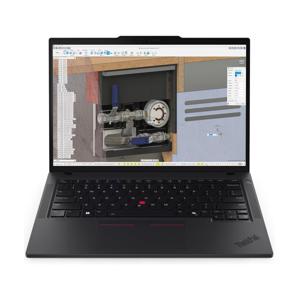 Portátil Lenovo Thinkpad P14s G6 con procesador Ryzen 5 Pro, 16GB RAM, SSD 512GB y pantalla de 14 pulgadas mostrando diseño CAD