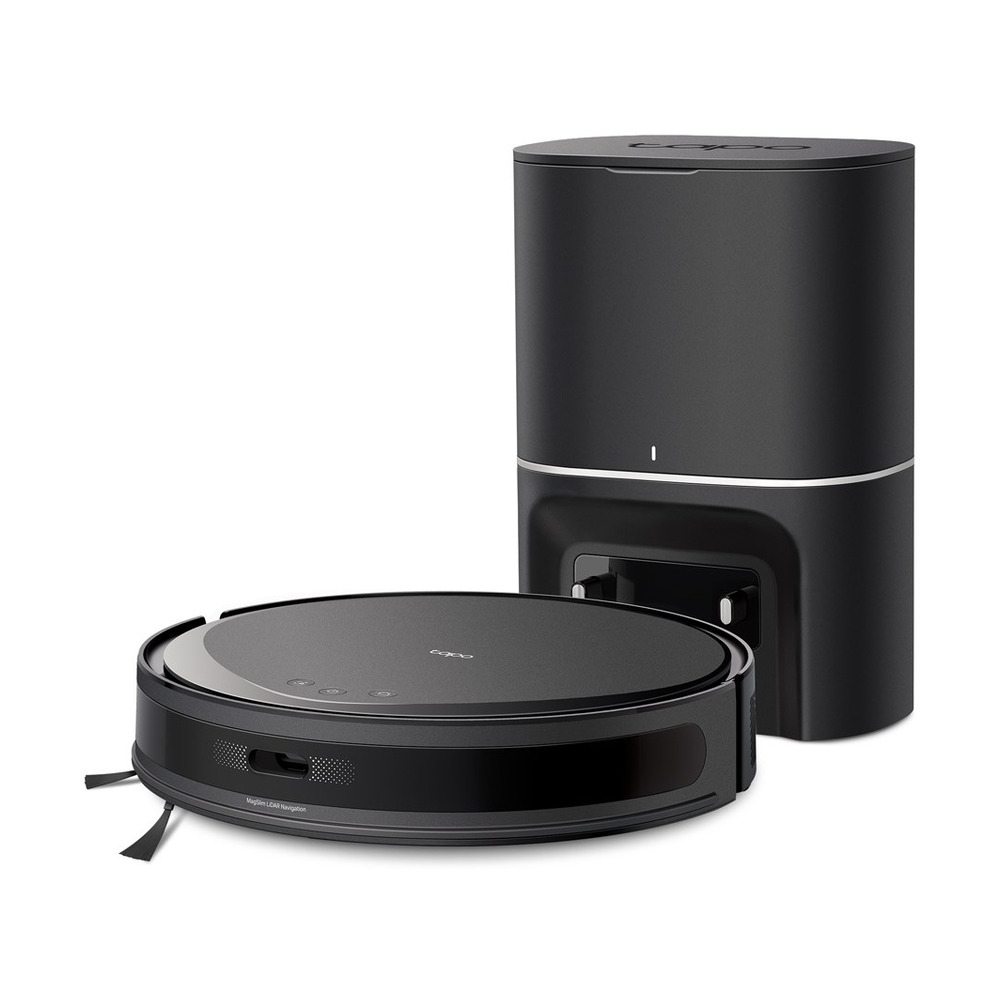 Robot aspirador y friegasuelos TPLINK Tapo RV20 Max Plus con succión de 5300Pa y base de autovaciado en color negro