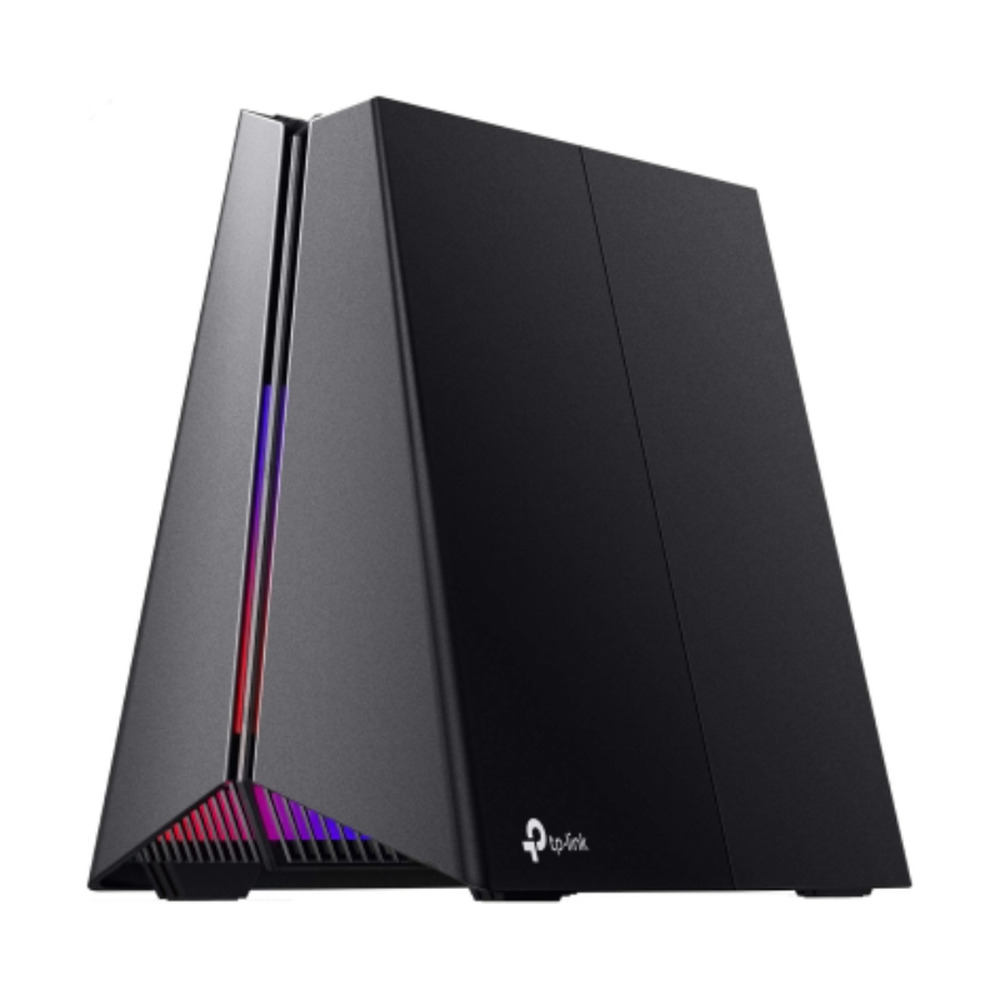 Router TP-Link Archer GE550 gamer con velocidad de 9Gbps y tecnología Wi-Fi 7 en diseño frontal con luces LED RGB