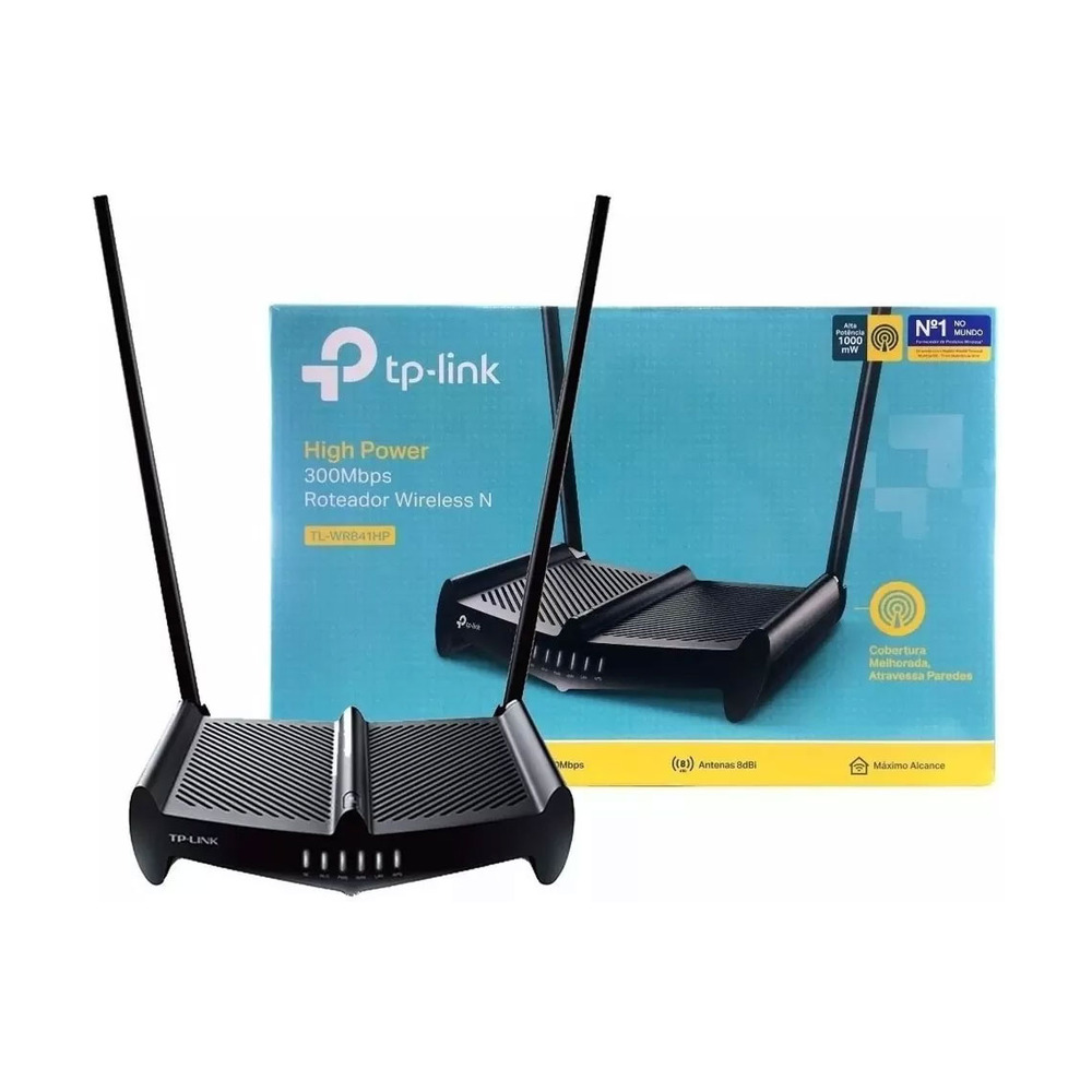 Router TPLINK TL-WR841HP de alta potencia con velocidad de 300Mbps y dos antenas externas en su caja original
