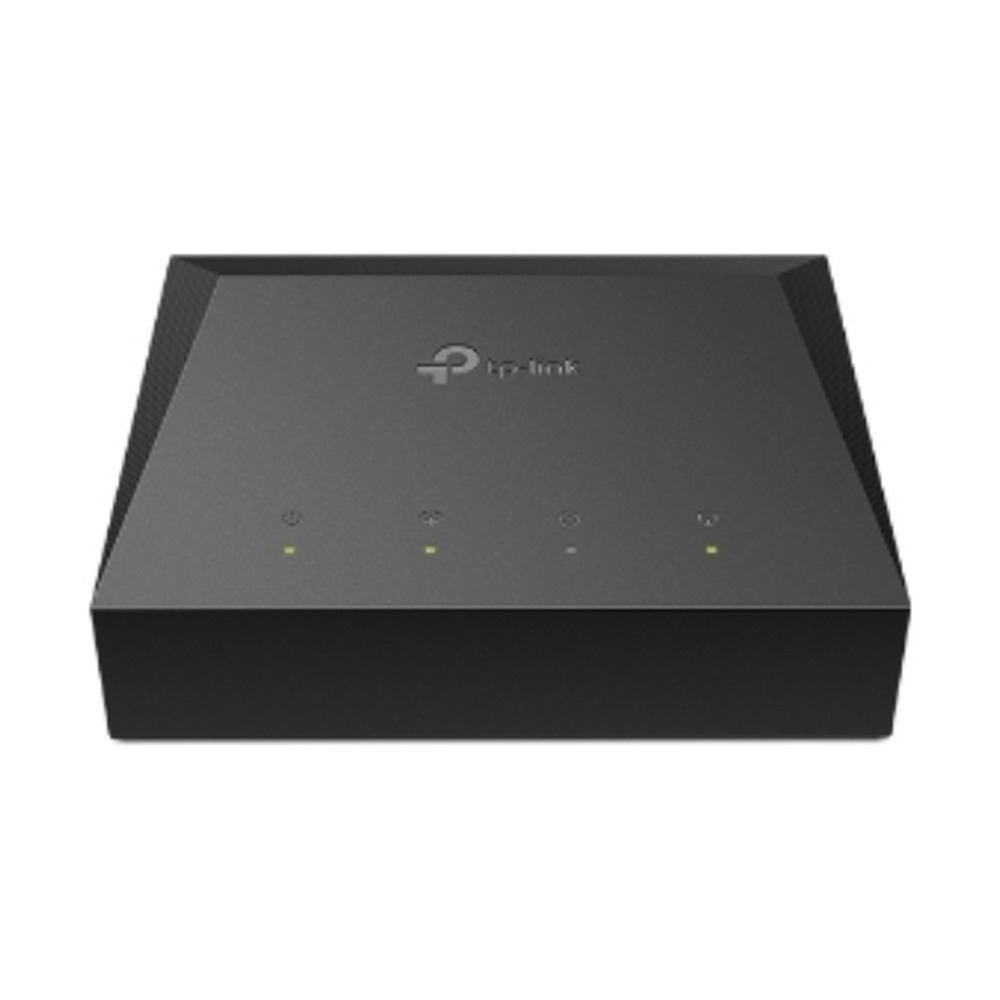 Router Tp-link XZ000-G3 terminal de fibra óptica con un puerto gigabit en vista frontal de color negro