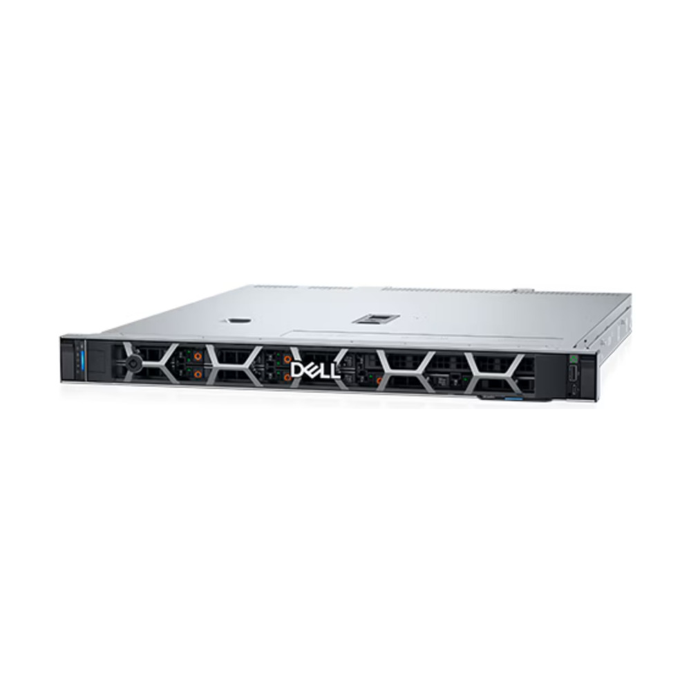 Servidor Dell modelo E78S-T360271_6353P132 con diseño 1U para rack mostrado frontalmente con rejilla y logo Dell