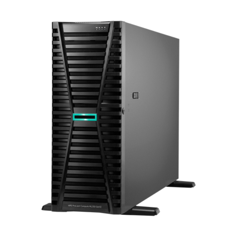 Servidor HPE ProLiant Compute ML350 modelo P89085-DM5 con procesador Intel Xeon 12 núcleos, 64GB RAM y SSD 960GB en torre frontal