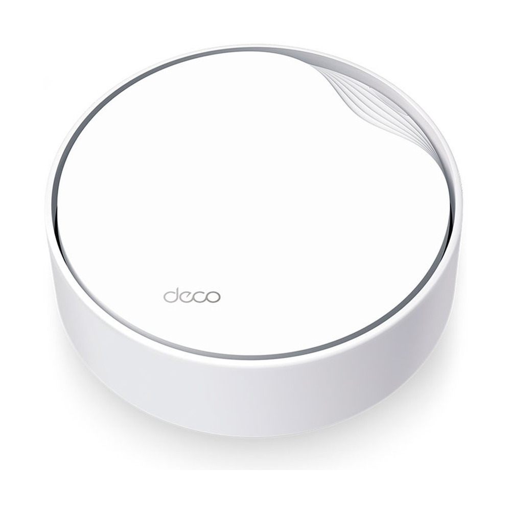 Sistema Wi-Fi Mesh TP-LINK Deco X50 PoE AX3000 Wi-Fi 6 en color blanco con diseño circular moderno