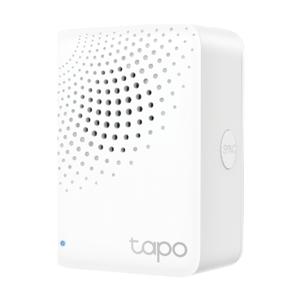 Smart Hub TP-LINK Tapo H100 para hogar inteligente con alarma integrada y diseño compacto blanco