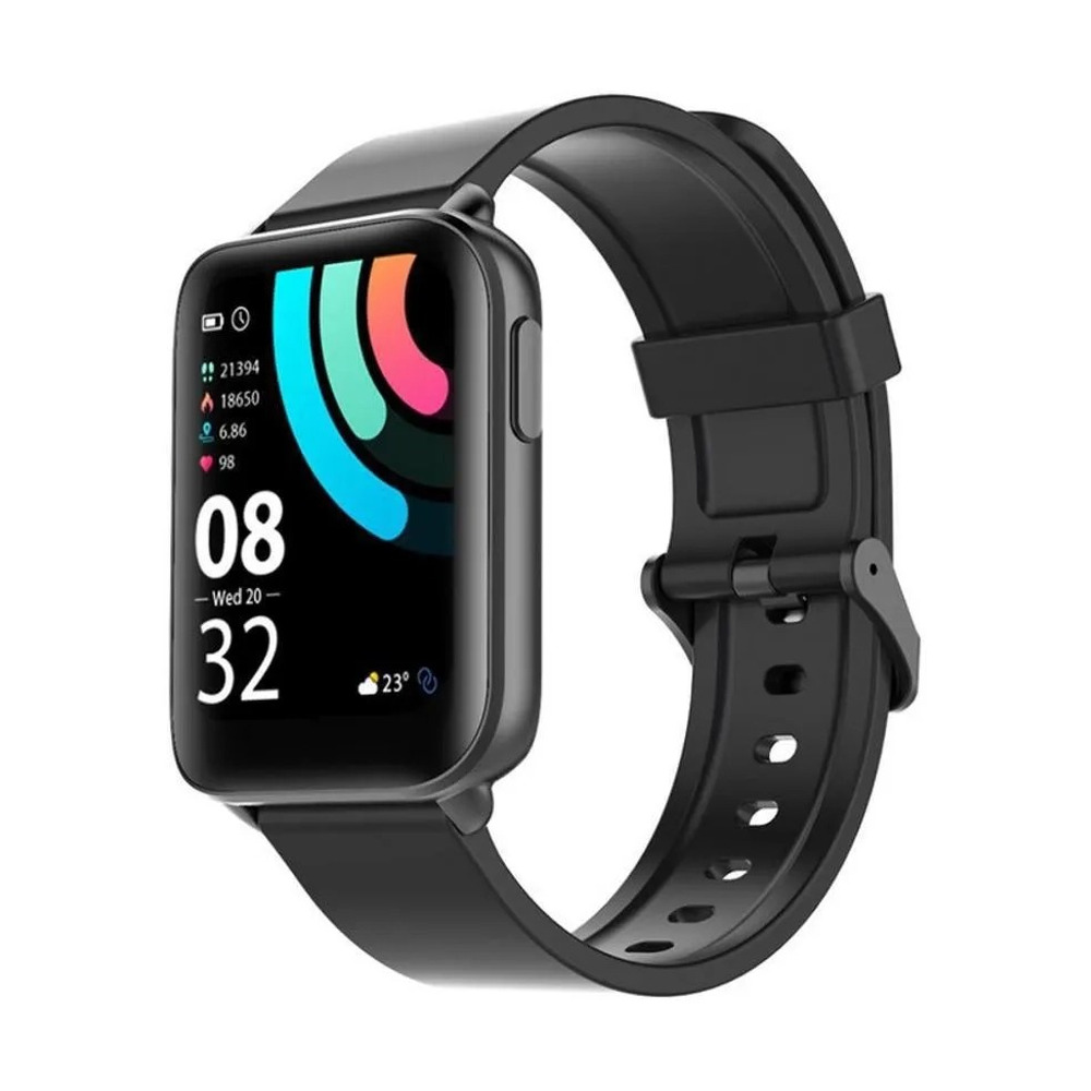 Smartwatch oraimo OSW-16P negro con pantalla color y correa negra ideal para uso diario y actividades deportivas