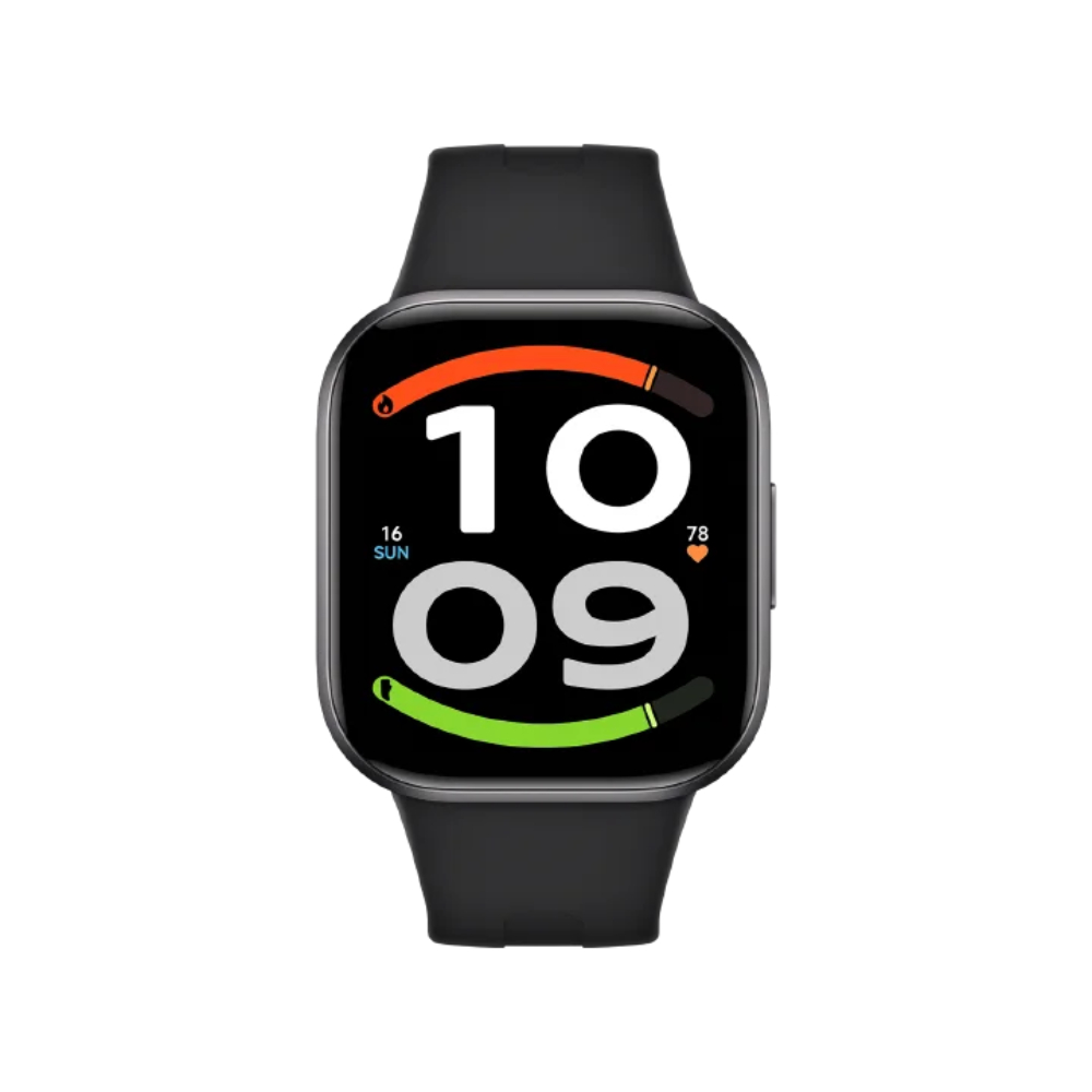Smartwatch Xiaomi Redmi Watch 6 Active modelo BHR09CZGL en color negro con pantalla a color encendida mostrando hora y actividad