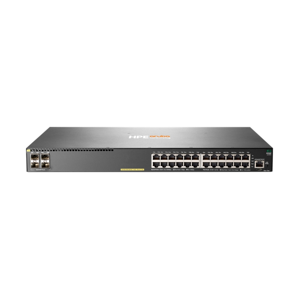 Switch HPE Aruba 2930F 24 Puertos PoE 370W asministrable 4 puertos SFP