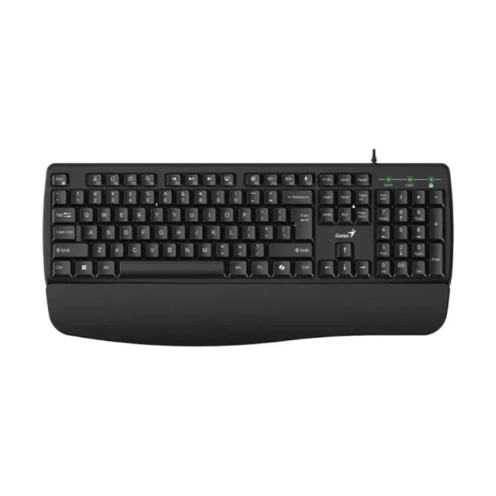 Teclado alámbrico Genius KB-123 color negro con reposamuñecas para mayor comodidad y uso prolongado