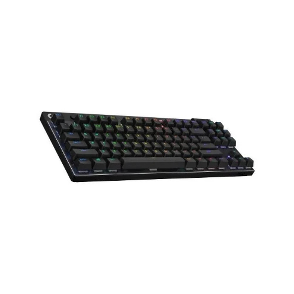 Teclado inalámbrico gamer Logitech PRO X TKL color negro con iluminación RGB y diseño compacto sin teclado numérico