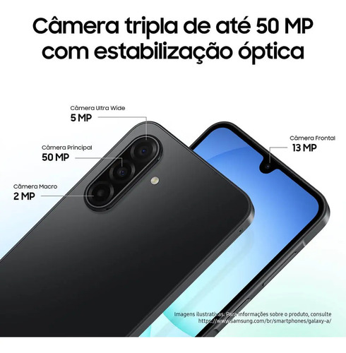 Samsung Galaxy A17 5G cámara triple de 50 MP con estabilización óptica y cámaras secundaria y macro