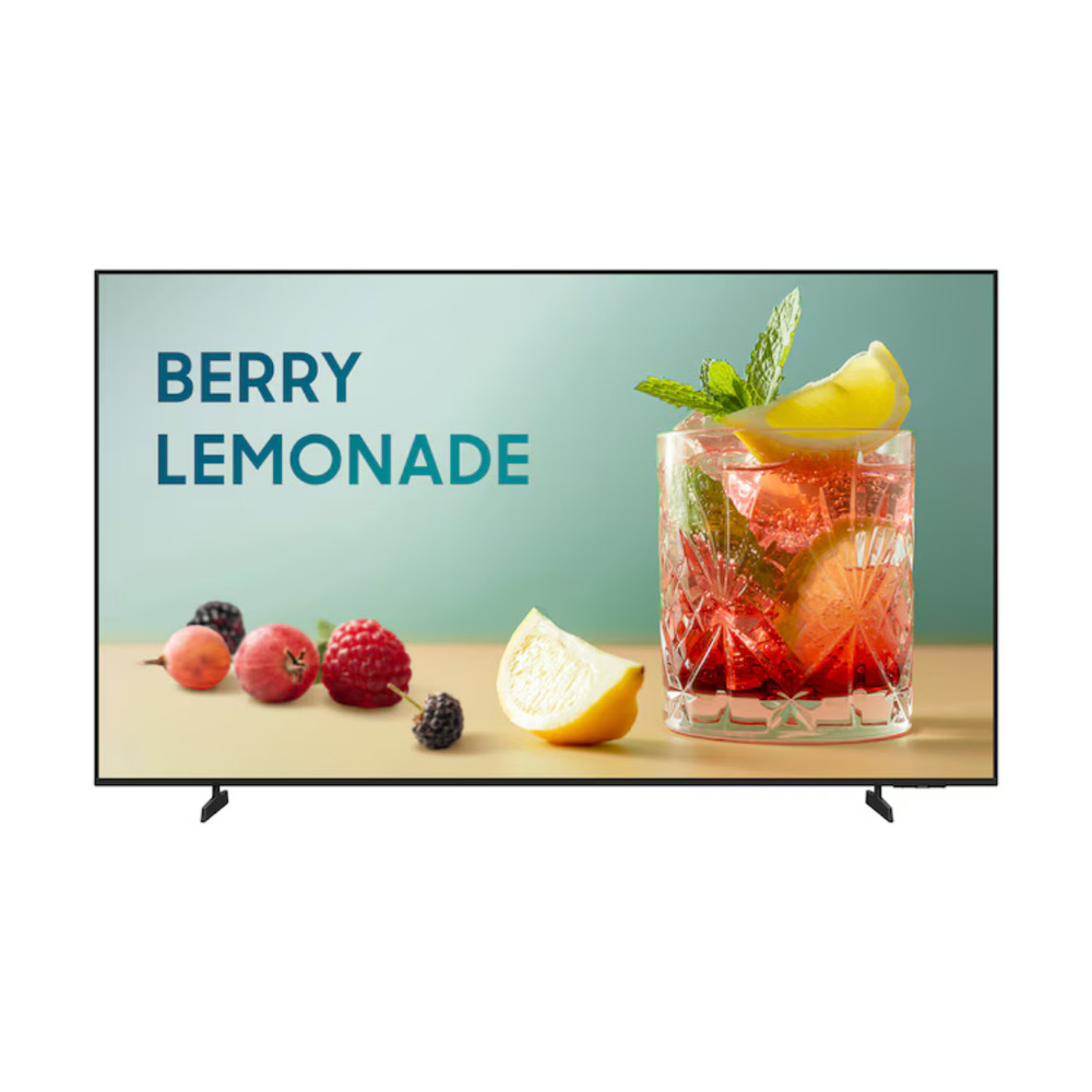 Televisor Samsung modelo LH75BEFHLGKXL de 75 pulgadas con resolución 4K UHD y brillo de 300 nits mostrando imagen frontal