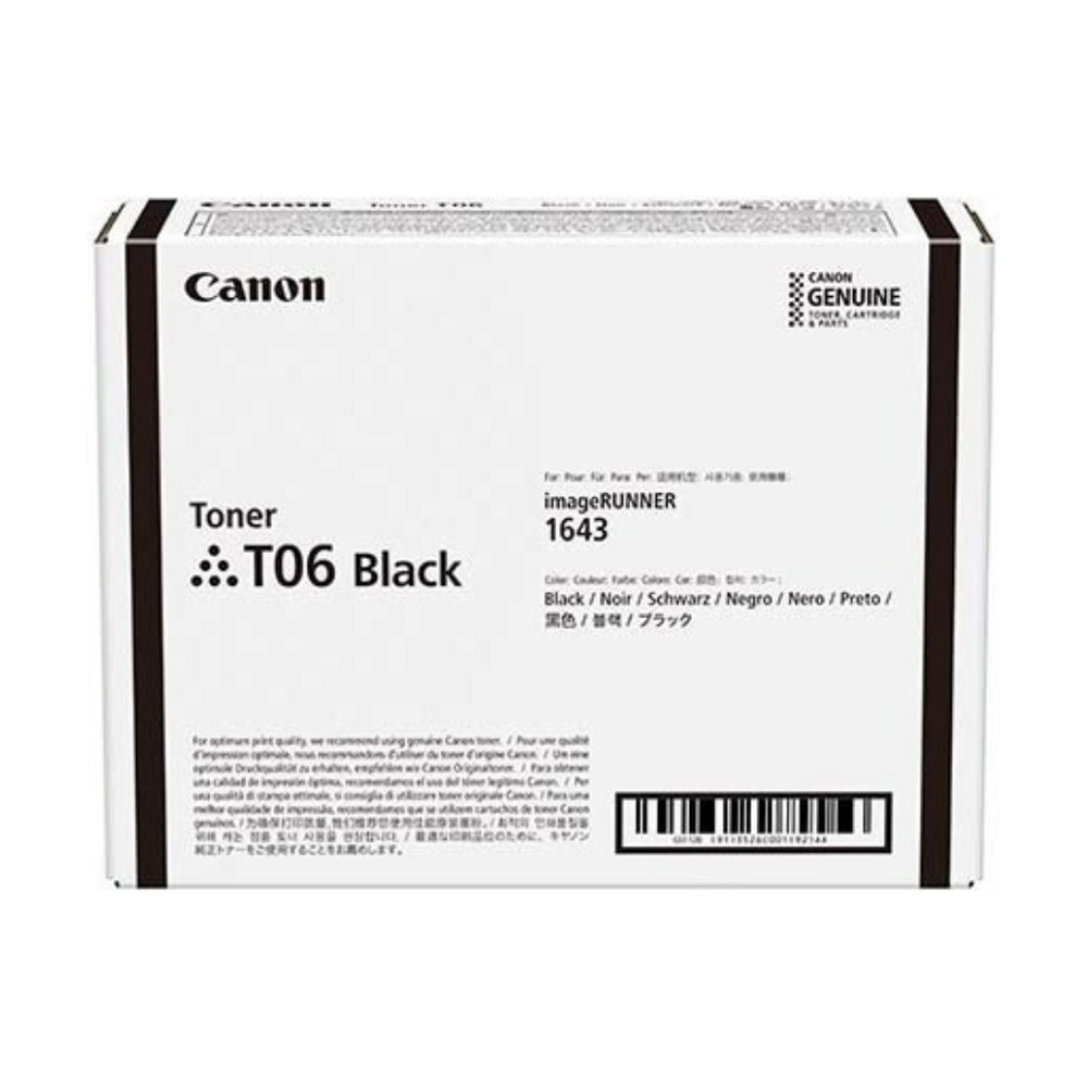 Caja del toner Canon T06 negro modelo 3526C001AA para impresoras imageRUNNER 1643 con calidad original Canon