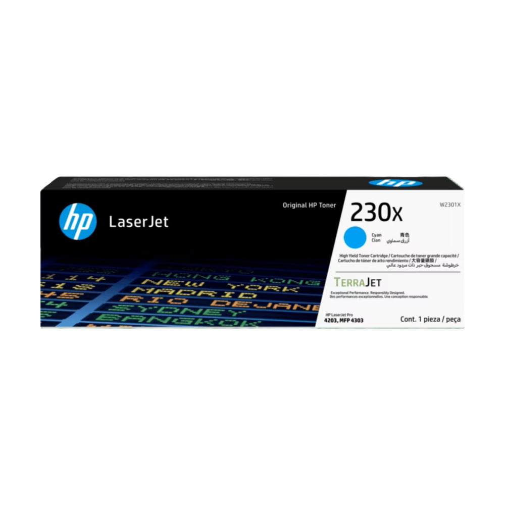 Caja original del toner HP Cyan 230X modelo W2301X para impresoras LaserJet con alta capacidad de impresión