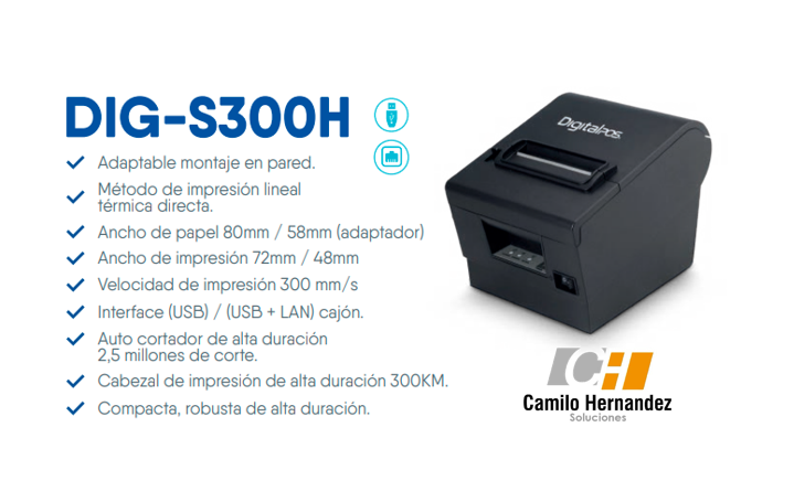 dig-s300h impresora termica digitalpos distribuidor autorizado digitalpos colombia donde comprar sat pcs soluciones corporativas